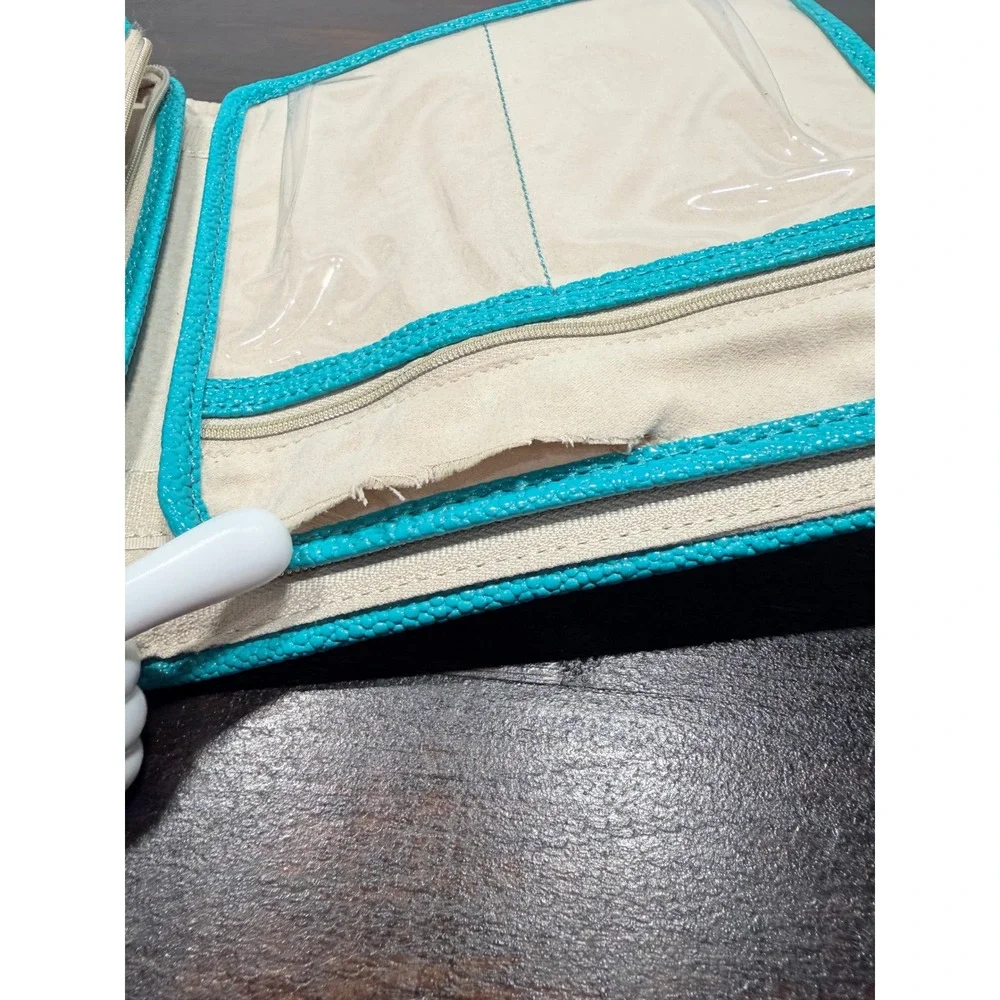 Kendra Scott Turquoise Faux Leather Jewelry‎ Organizer Travel Roll Storage Pouch